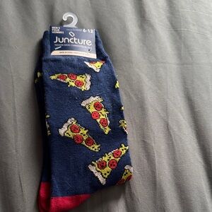 Juncture Navy Pizza Pattern Casual Socks
